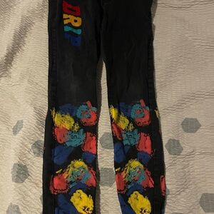 Colorful Graphic Black Jeans